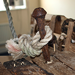 Ark Recovery detail of railway sleeper nail with rope